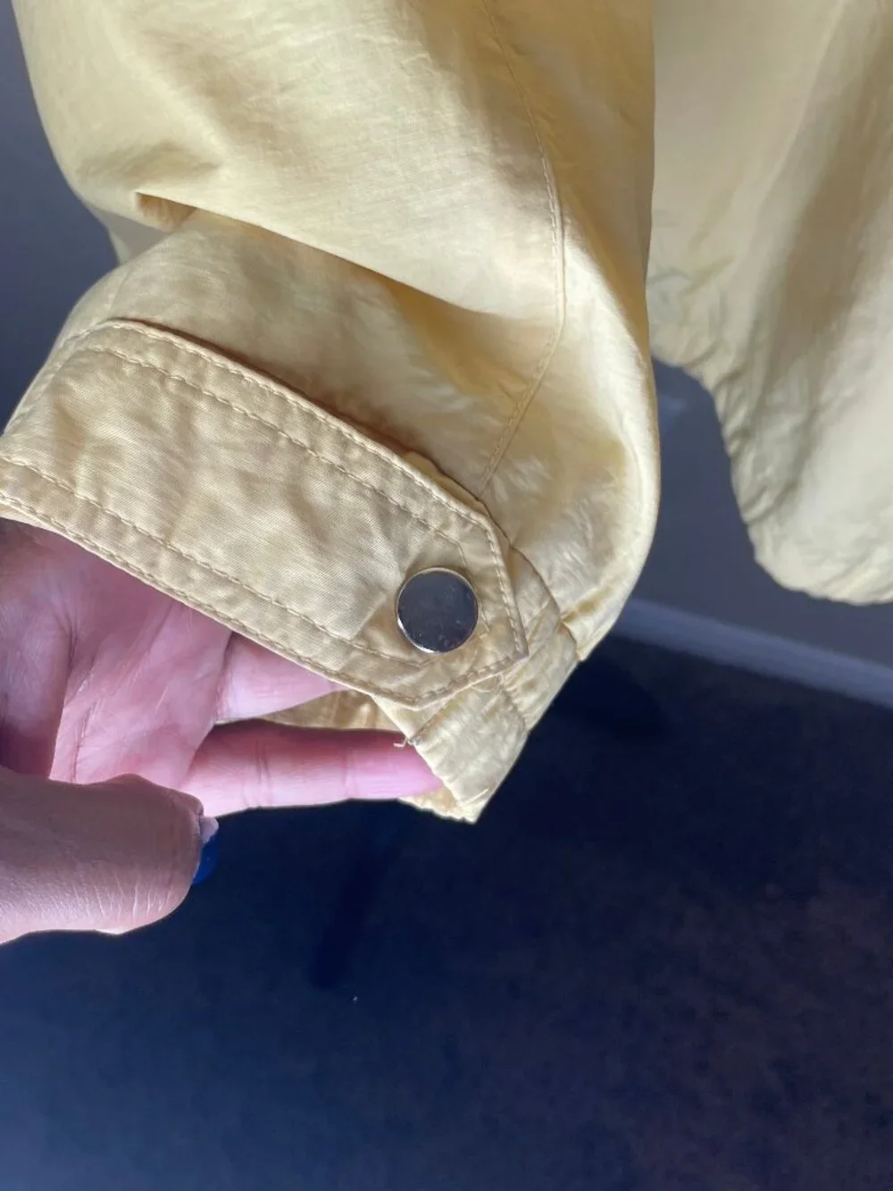 Appleseed's Pastel Yellow Gorpcore Hooded Windbreaker Jacket Mesh Lined Large